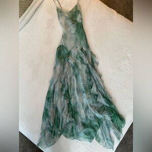 BCBGMaxAzria Green Leaf Maxi Dress